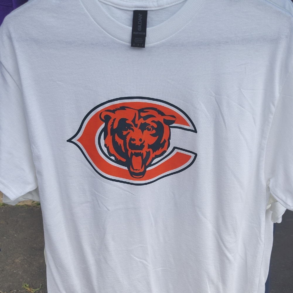 Gildan White Tee with Orange Bear Emblem